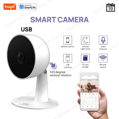 Tuya Smart 3MP HD Indoor Home Security Camera for Baby/Elder/Pet/Nanny,With Real-time APP Alert,2-Way Audio,Human body detection