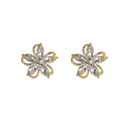 925 Silver Needle Korean Fashion Crystal Flower Earrings For Women Jewelry 2026 Trending New Luxury Zircon Flowers Stud Earrings