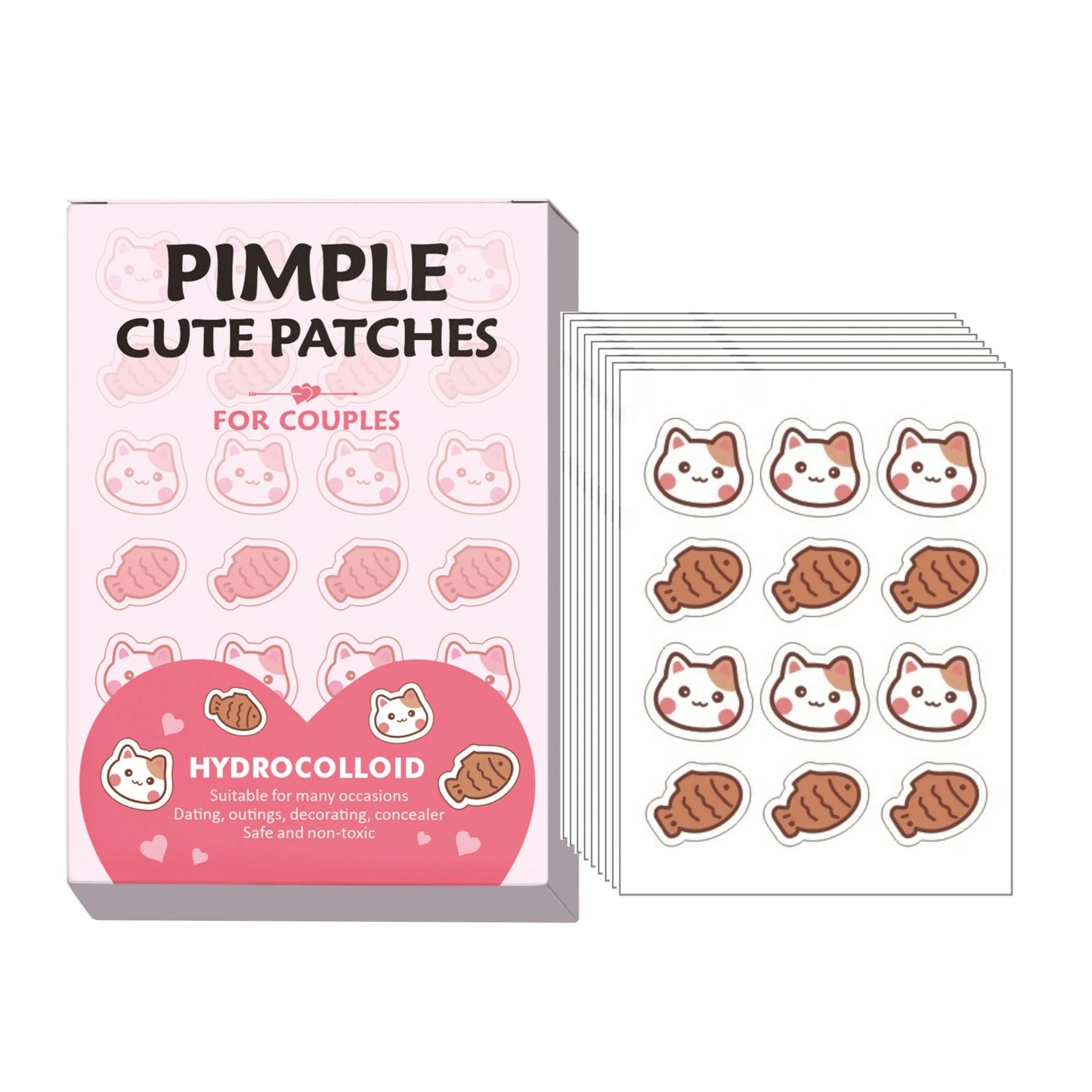 12pcs Cute cartoon pimple patch, suitable for many occasions, skin gentle, waterproof, for both men and women