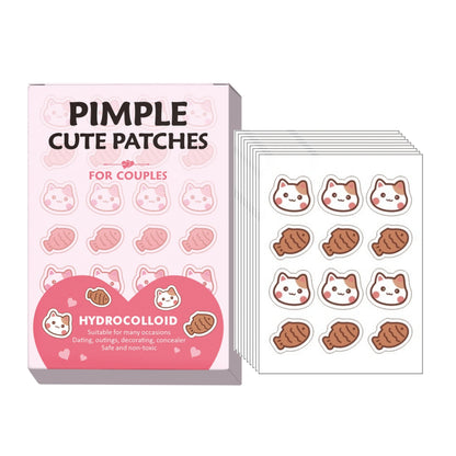 12pcs Cute cartoon pimple patch, suitable for many occasions, skin gentle, waterproof, for both men and women