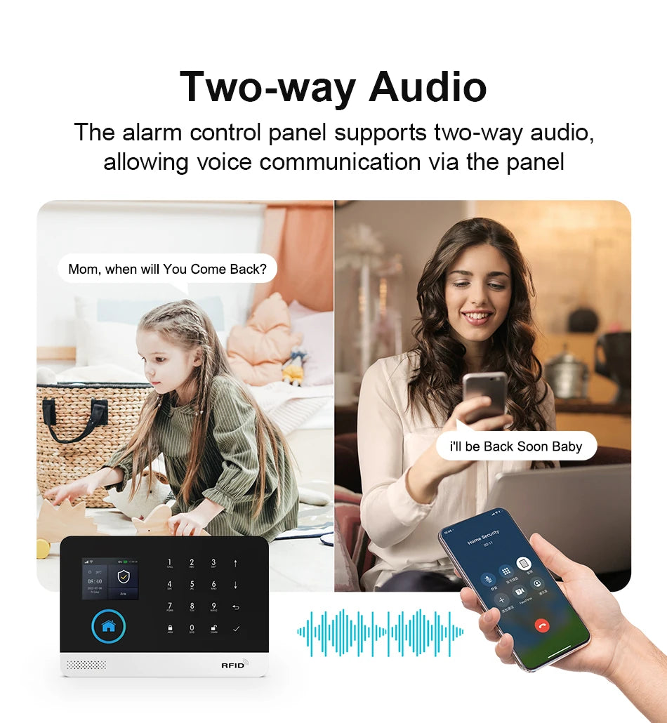 Smart Home GSM Alarm System 4G Wifi System for House Security Wireless with Door Sensor Work with Smart Life APP for Alexa