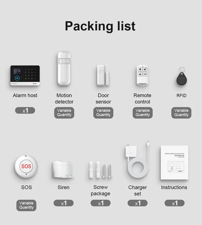 Smart Home GSM Alarm System 4G Wifi System for House Security Wireless with Door Sensor Work with Smart Life APP for Alexa