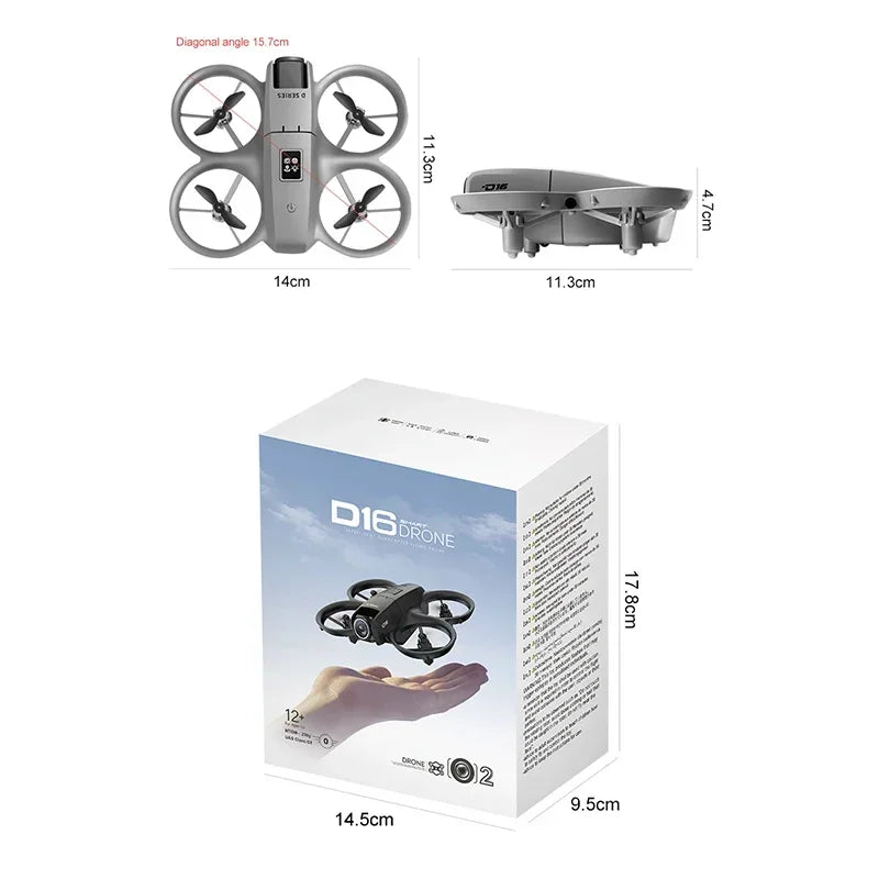 D16 Mini Drone 8K HD Dual Camera Profesional 180° Electric Adjustable GPS Positioning Obstacle avoidance Bushless UAV 2026 New