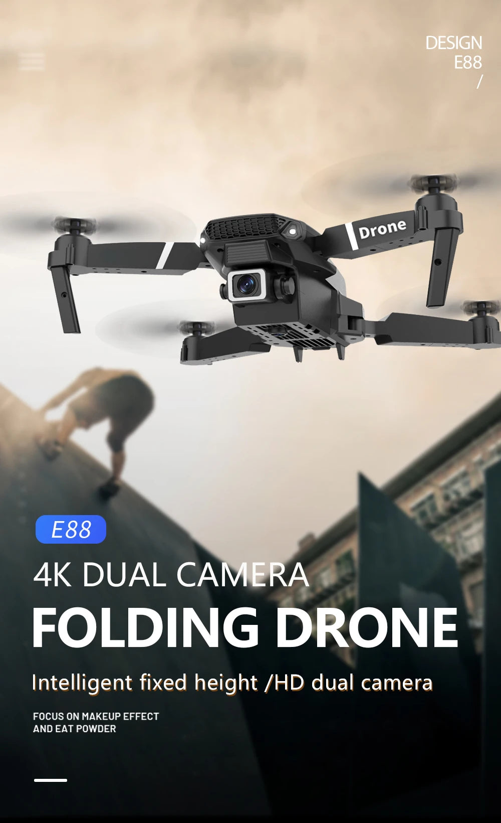 2026 RC Foldable Quadcopter Dron Helicopter Toys Gift E88 Pro WIFI FPV Drone Wide Angle Mini Drone with Height Hold