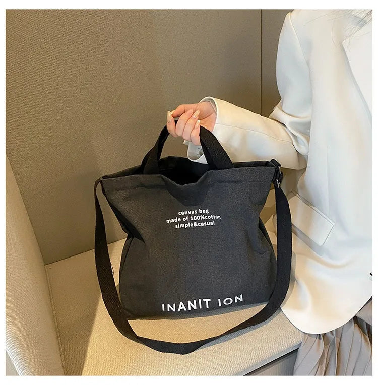 Japanese canvas men's and women's messenger bags, washed canvas thickened handbags, large-capacity trendy urban literature