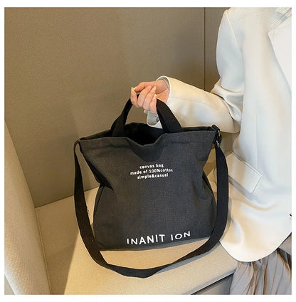 Japanese canvas men's and women's messenger bags, washed canvas thickened handbags, large-capacity trendy urban literature