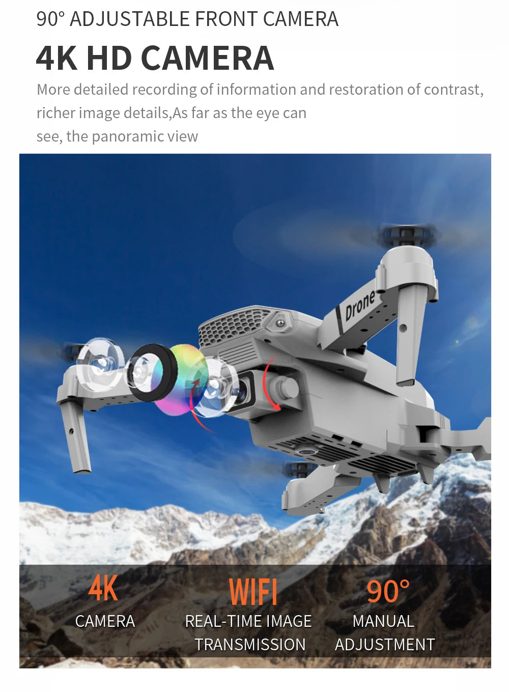 2026 RC Foldable Quadcopter Dron Helicopter Toys Gift E88 Pro WIFI FPV Drone Wide Angle Mini Drone with Height Hold
