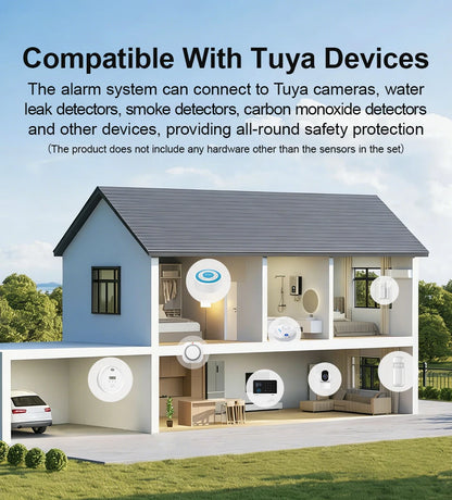 Smart Home GSM Alarm System 4G Wifi System for House Security Wireless with Door Sensor Work with Smart Life APP for Alexa