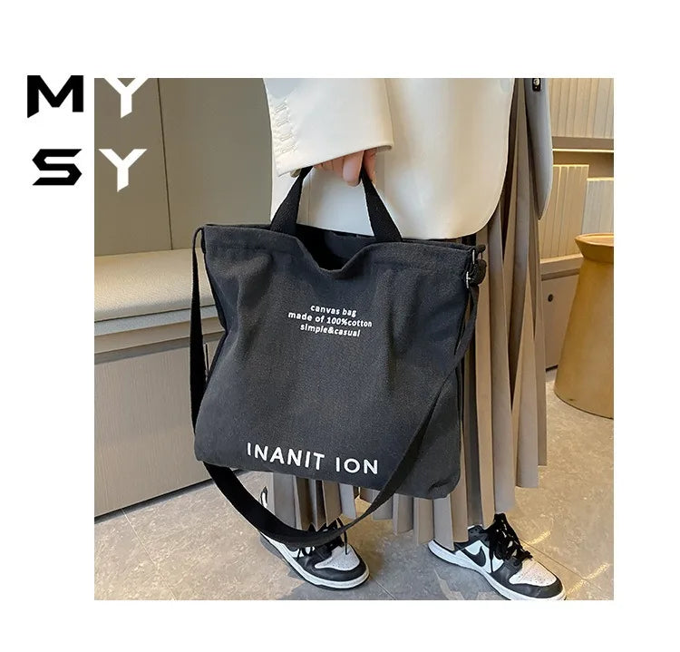 Japanese canvas men's and women's messenger bags, washed canvas thickened handbags, large-capacity trendy urban literature