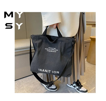 Japanese canvas men's and women's messenger bags, washed canvas thickened handbags, large-capacity trendy urban literature