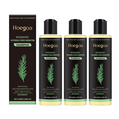 3pcs Rosemary Hair Growth Shampoo Thickening Hydrolyzed Keratin Dry Frizzy Damaged Repair Moisturizing Scalp Cleaning Shampoo
