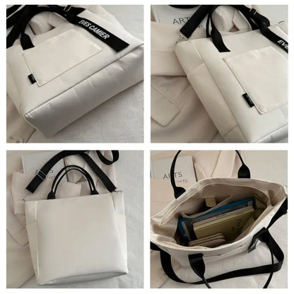 Homefish 2024 New Casual Tote Large Capacity ShoulderBag Nylon Waterproof Handbag Simple Fashion Messenger Bags for Schoolgirl