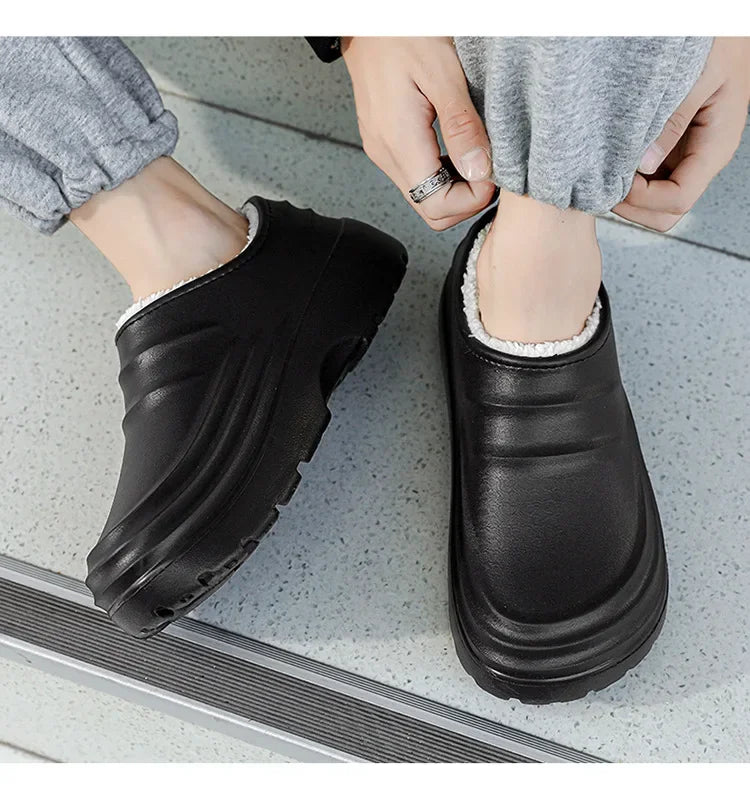 Waterproof Cotton Chef Shoes For Men Anti-Slip Work Footwear Warm Comfortable Kitchen Specialized Shoes With EVA Outsole