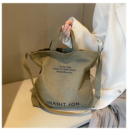 Japanese canvas men's and women's messenger bags, washed canvas thickened handbags, large-capacity trendy urban literature
