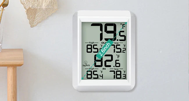 Smart Wireless  Digital Thermometer- Indoor/Outdoor Temp Monitor with Min/Max Records 100m Range Wall Mountable for  Home Office