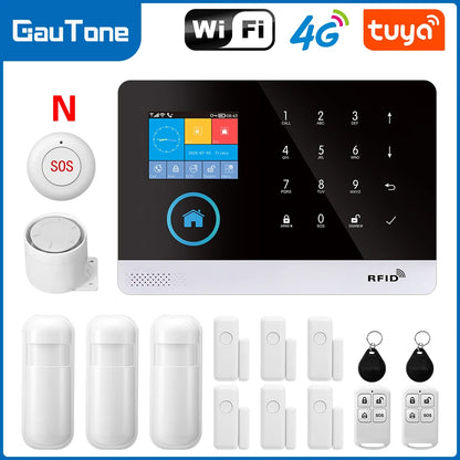Smart Home GSM Alarm System 4G Wifi System for House Security Wireless with Door Sensor Work with Smart Life APP for Alexa
