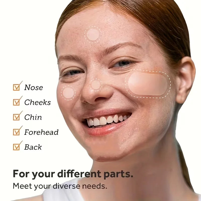 Large Pimple Patches for Face, Hydrocolloid Acne Patches, Variety Shapes Zit Covers, Moon, Strip, Square, Rectangle, Nose Strip