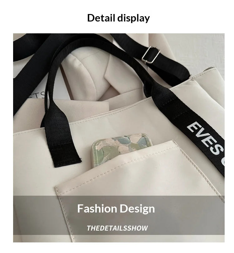 Homefish 2024 New Casual Tote Large Capacity ShoulderBag Nylon Waterproof Handbag Simple Fashion Messenger Bags for Schoolgirl