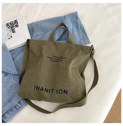 Japanese canvas men's and women's messenger bags, washed canvas thickened handbags, large-capacity trendy urban literature