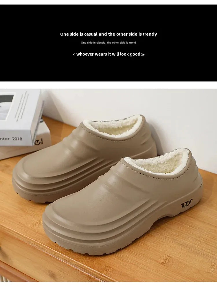 Waterproof Cotton Chef Shoes For Men Anti-Slip Work Footwear Warm Comfortable Kitchen Specialized Shoes With EVA Outsole