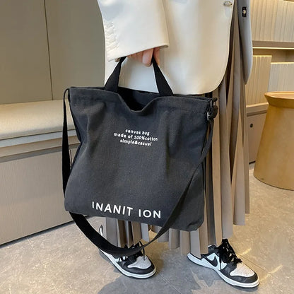 Japanese canvas men's and women's messenger bags, washed canvas thickened handbags, large-capacity trendy urban literature