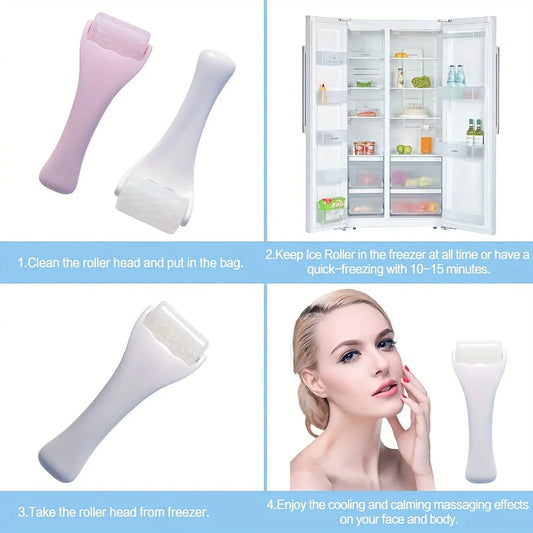 Facial Care Gel Ice Roller Suitable for Face and Body, Cold Compress Warming to Lift Beige Decrease Dark Circles Reusable Clean