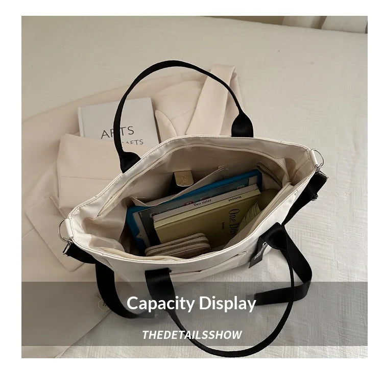 Homefish 2024 New Casual Tote Large Capacity ShoulderBag Nylon Waterproof Handbag Simple Fashion Messenger Bags for Schoolgirl