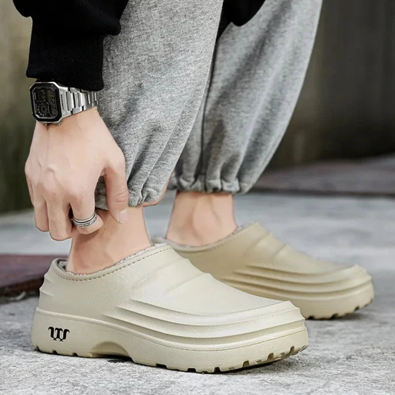 Waterproof Cotton Chef Shoes For Men Anti-Slip Work Footwear Warm Comfortable Kitchen Specialized Shoes With EVA Outsole