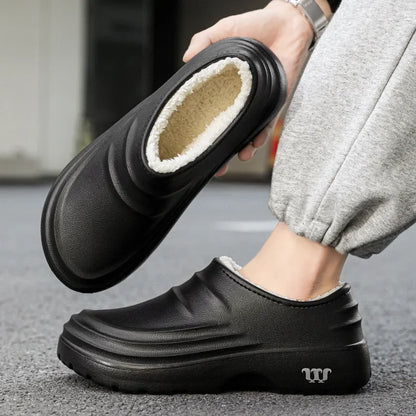 Waterproof Cotton Chef Shoes For Men Anti-Slip Work Footwear Warm Comfortable Kitchen Specialized Shoes With EVA Outsole