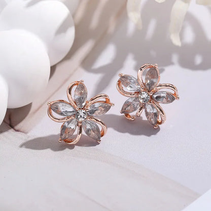 925 Silver Needle Korean Fashion Crystal Flower Earrings For Women Jewelry 2026 Trending New Luxury Zircon Flowers Stud Earrings