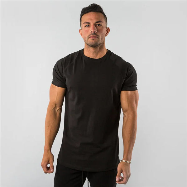 T Shirt Men Casual Short Sleeve Muscle Joggers Bodybuilding Tshirt Male Gym Fitness Tops Tee Streetwear Slim Fit Summer T-shirt