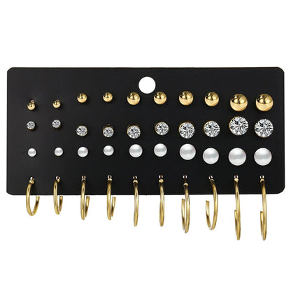 40Pcs/Set Gold Color Earring Set Vintage Butterfly Heart Pearl Crystal Stud Earrings for Women Korean  2024 Brincos Jewelry Gift