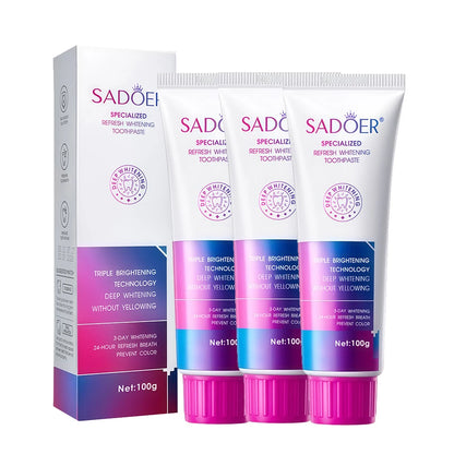Teeth Whitening Toothpaste Effectively Removes Tea, Coffee, and Wine Stains Fresh Breath Toothpaste for Sensitive Teeth 3 Pack