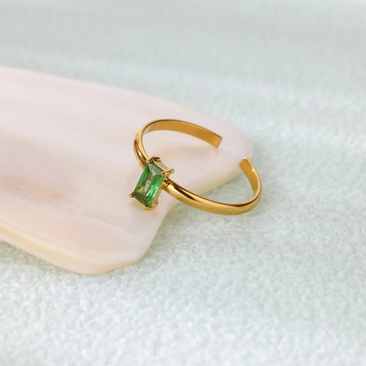 Stainless Steel Birthstone Rings For Women Gold Color Zircon Birthstone Opening Ring Minimalist Christmas Birthday Jewelry Gift