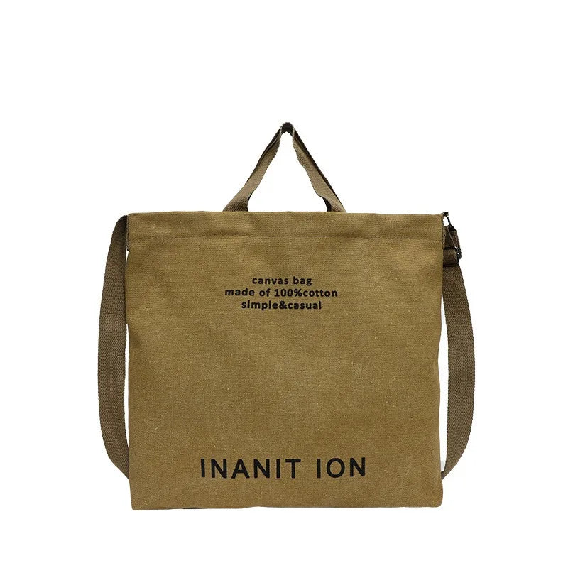 Japanese canvas men's and women's messenger bags, washed canvas thickened handbags, large-capacity trendy urban literature