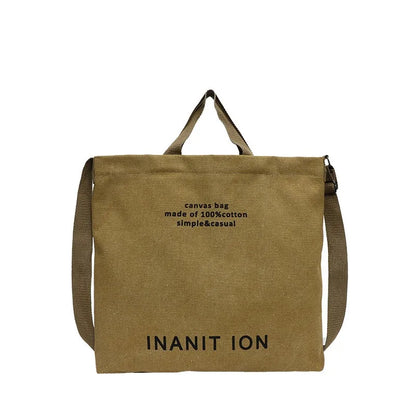 Japanese canvas men's and women's messenger bags, washed canvas thickened handbags, large-capacity trendy urban literature