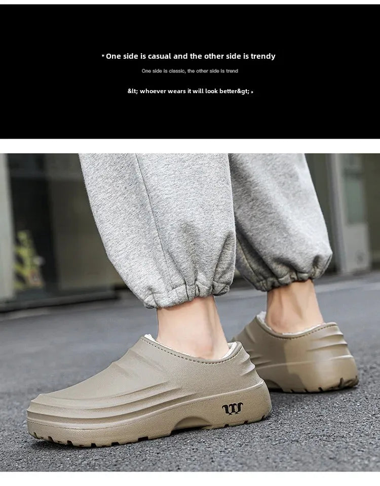 Waterproof Cotton Chef Shoes For Men Anti-Slip Work Footwear Warm Comfortable Kitchen Specialized Shoes With EVA Outsole