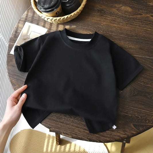 Children's Cotton Short Sleeve White Red Black T-shirt Girls' Summer Baby Clothes Kids Boys' Tops