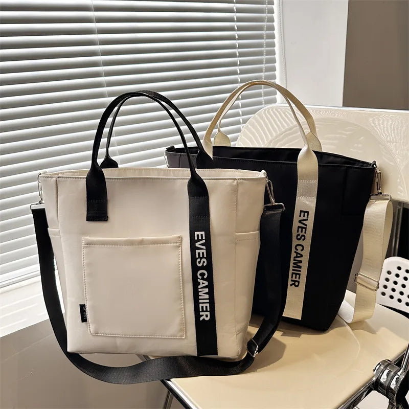 Homefish 2024 New Casual Tote Large Capacity ShoulderBag Nylon Waterproof Handbag Simple Fashion Messenger Bags for Schoolgirl