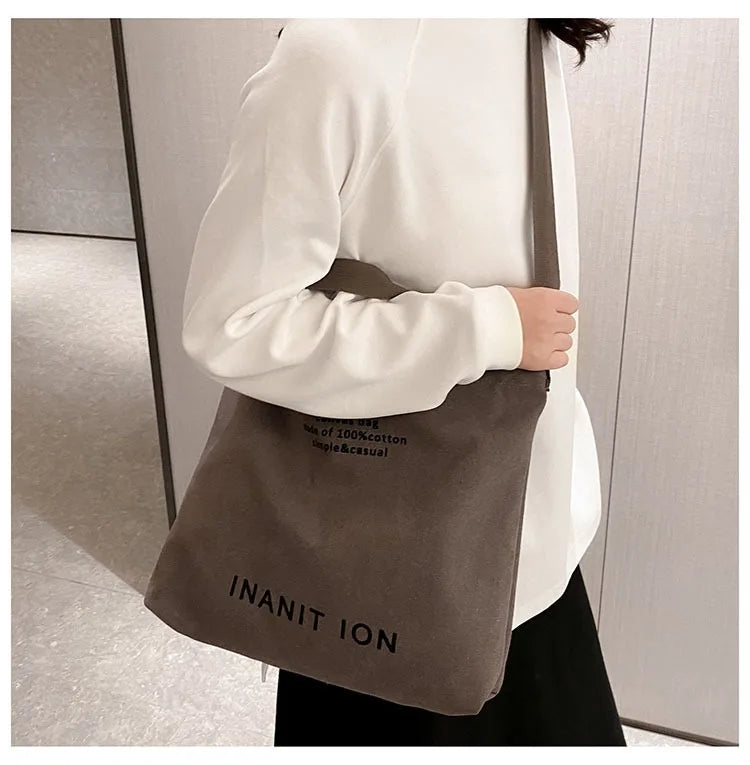 Japanese canvas men's and women's messenger bags, washed canvas thickened handbags, large-capacity trendy urban literature