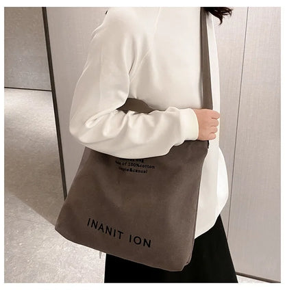Japanese canvas men's and women's messenger bags, washed canvas thickened handbags, large-capacity trendy urban literature