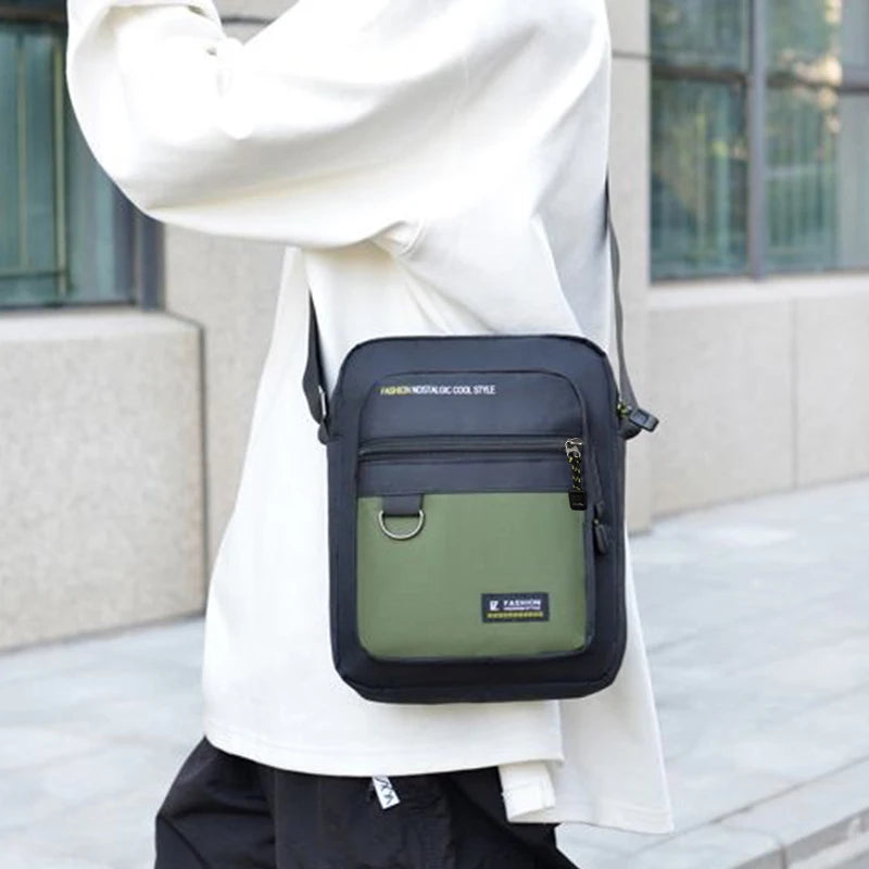Durable Men's Crossbody Bag, Water Resistant Nylon Shoulder Purse with Multi-pocket Design for Daily Commute & Travel
