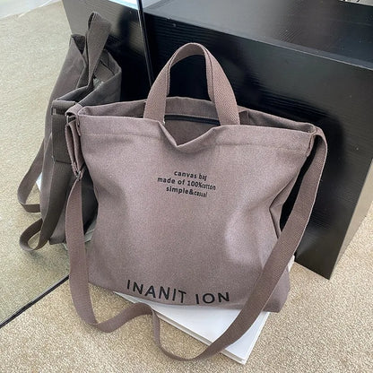 Japanese canvas men's and women's messenger bags, washed canvas thickened handbags, large-capacity trendy urban literature