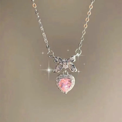 New Wine Red Cherry Gold Color Pendant Necklace For Women Personality Fashion Necklace Wedding Jewelry Birthday Gifts