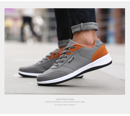 YRZL Men Shoes Spring Autumn Waterproof Walking Sneakers Leisure Male Leather Sports Shoes Non-Slip Footwear Tennis for Men