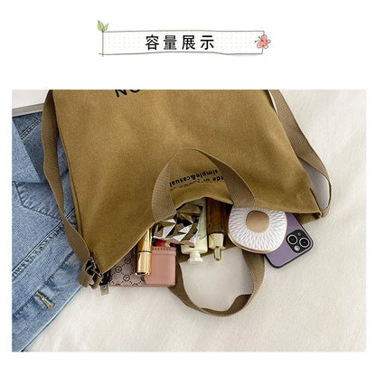 Japanese canvas men's and women's messenger bags, washed canvas thickened handbags, large-capacity trendy urban literature