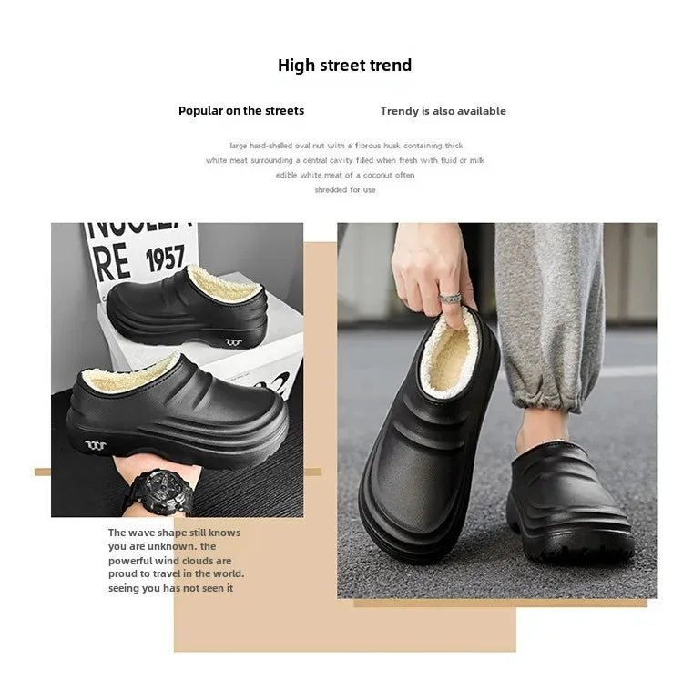 Waterproof Cotton Chef Shoes For Men Anti-Slip Work Footwear Warm Comfortable Kitchen Specialized Shoes With EVA Outsole