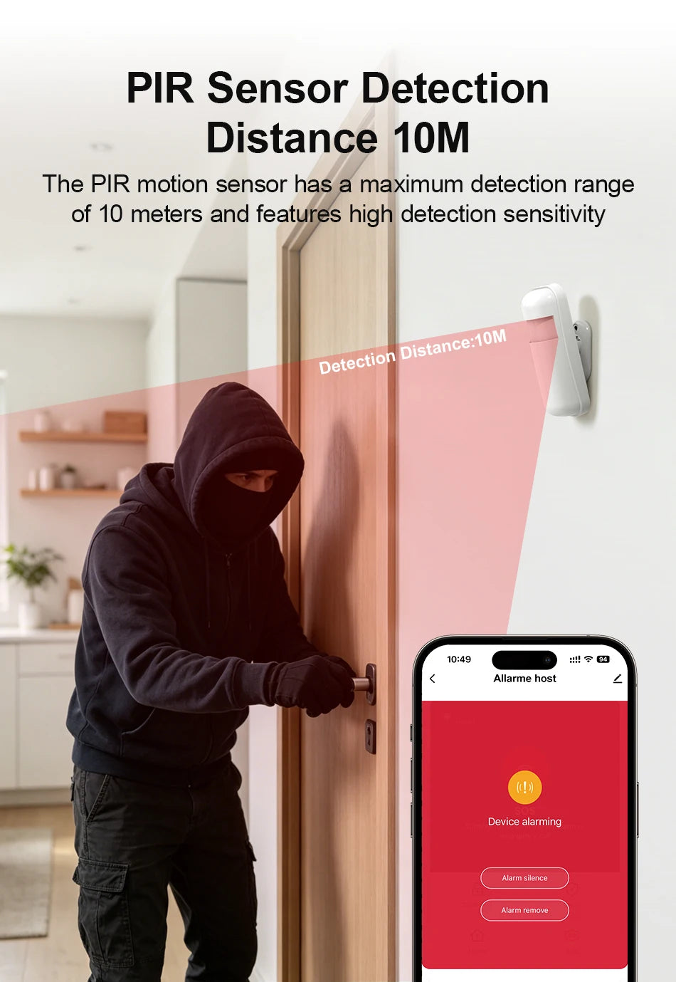 Smart Home GSM Alarm System 4G Wifi System for House Security Wireless with Door Sensor Work with Smart Life APP for Alexa